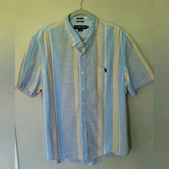U.S. Polo Assn. Short Sleeve striped Buttondown Shirt Mens size 2X - Picture 2 of 11